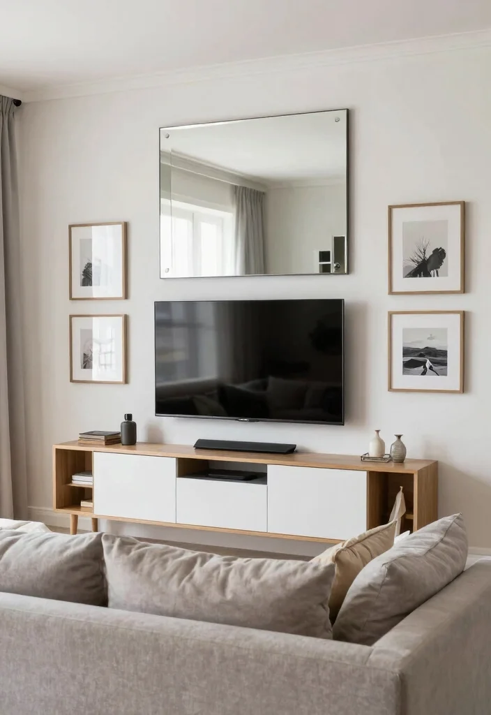 17 Media Walls Living Room Ideas: TV Wall Perfection - 16. Use of Mirrors 1