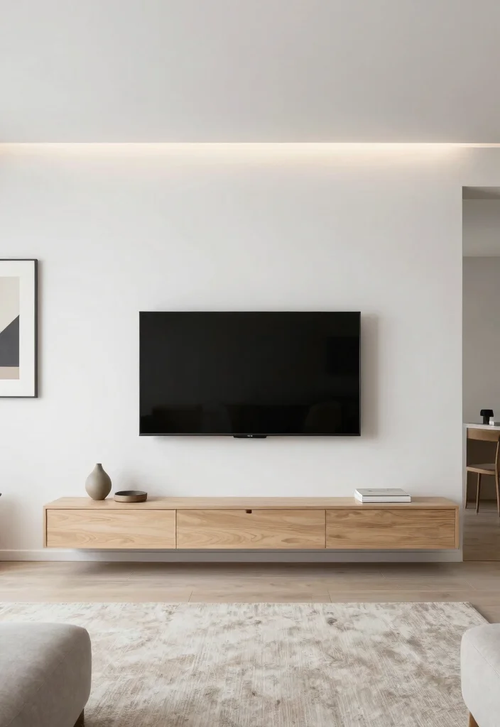 17 Media Walls Living Room Ideas: TV Wall Perfection - 2. Minimalist Marvels 1