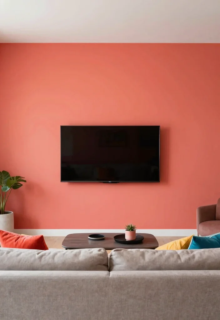 17 Media Walls Living Room Ideas: TV Wall Perfection - 8. Colorful Accent Walls 1