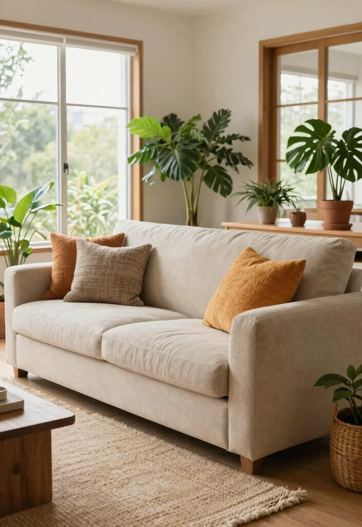 17 Modern Sofa Designs for Living Room: Sleek New Looks - 1. The Sustainable Chic 1