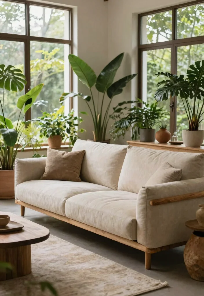 17 Modern Sofa Designs for Living Room: Sleek New Looks - 8. Nature-Inspired Organic 1