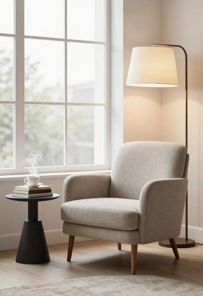 17 No Rug Living Room Ideas for a Clean Minimal Aesthetic - 11. Create a Reading Nook 1