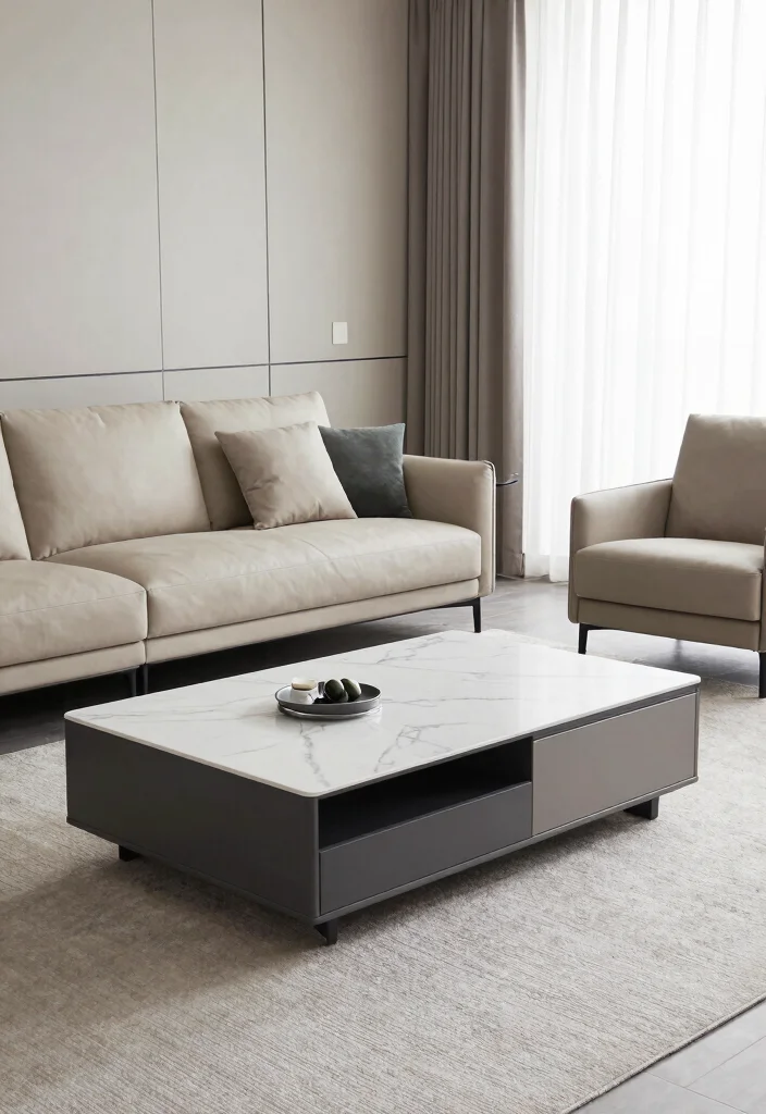 17 No Rug Living Room Ideas for a Clean Minimal Aesthetic - 6. Smart Furniture Choices 1