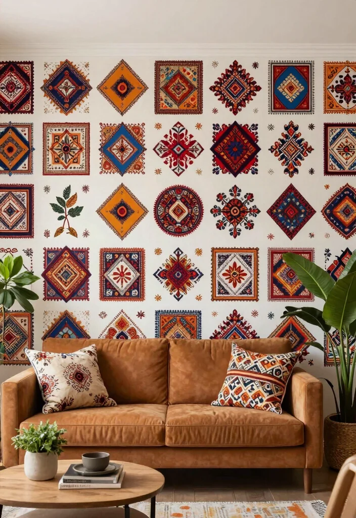 17 Wall Stickers Living Room Wallpapers Easy Style Upgrade - 11. Cultural Patterns 1