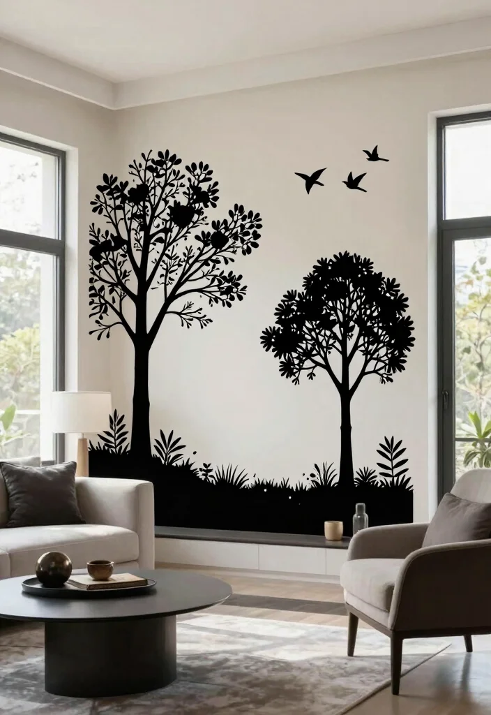 17 Wall Stickers Living Room Wallpapers Easy Style Upgrade - 13. Artistic Silhouettes 1