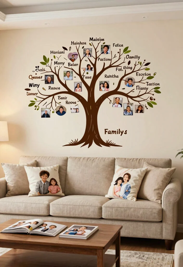 17 Wall Stickers Living Room Wallpapers Easy Style Upgrade - 14. Personalized Family Tree 1