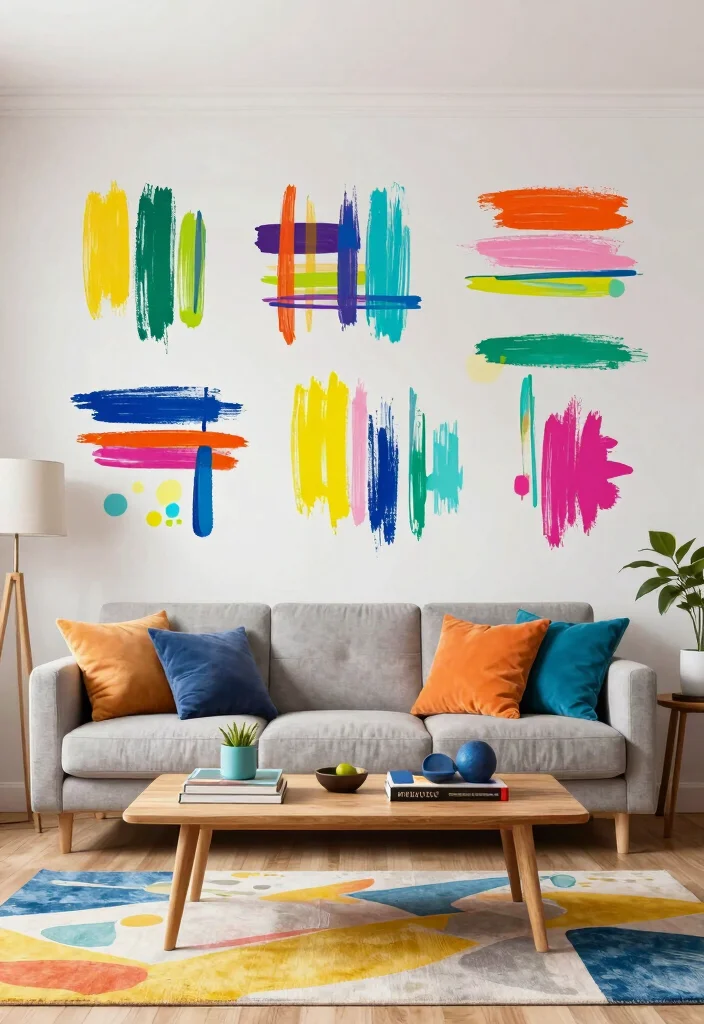17 Wall Stickers Living Room Wallpapers Easy Style Upgrade - 7. Artistic Brush Strokes 1