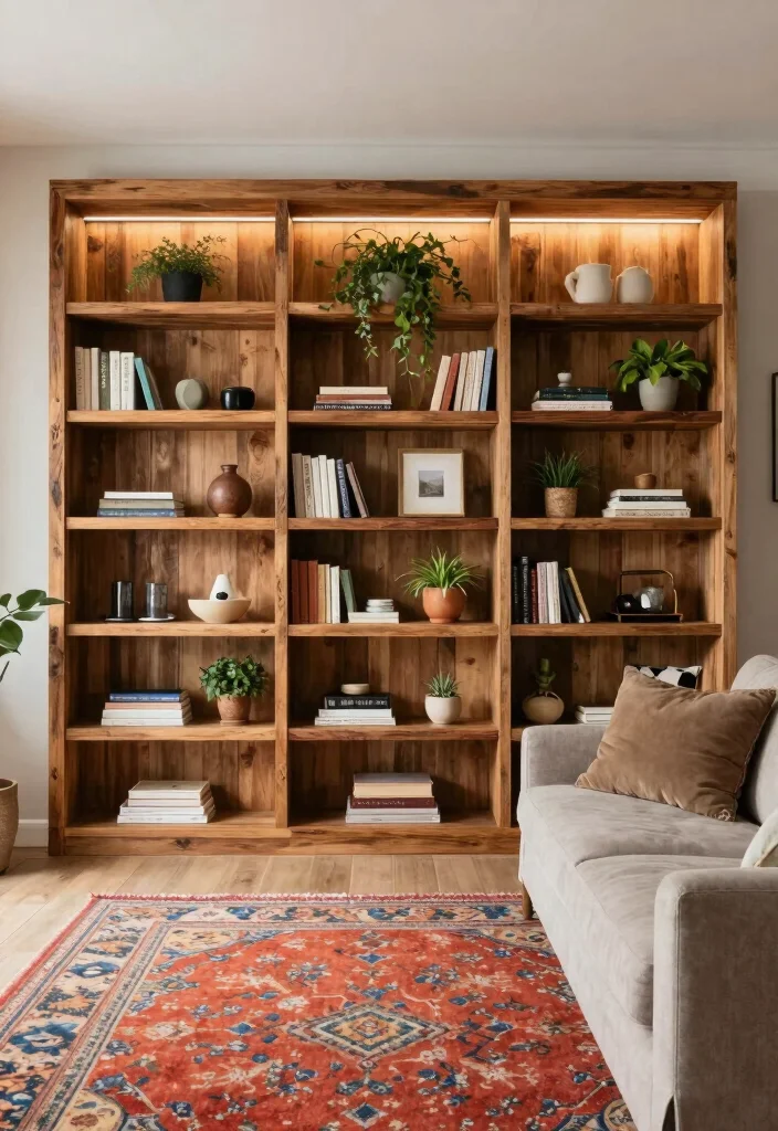 18 Accent Walls Living Room Ideas: Bold Design Statements - 13. Built-in Shelving for Practical Design 1