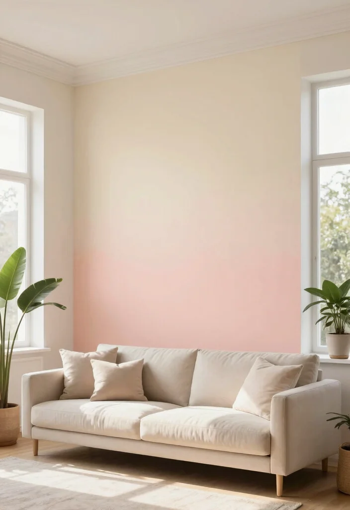 18 Accent Walls Living Room Ideas: Bold Design Statements - 15. Soft Color Gradients for Subtle Elegance 1