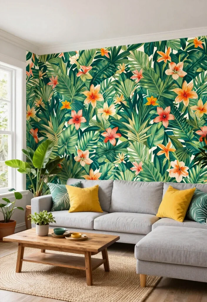 18 Accent Walls Living Room Ideas: Bold Design Statements - 3. Bold Wallpaper Designs 1