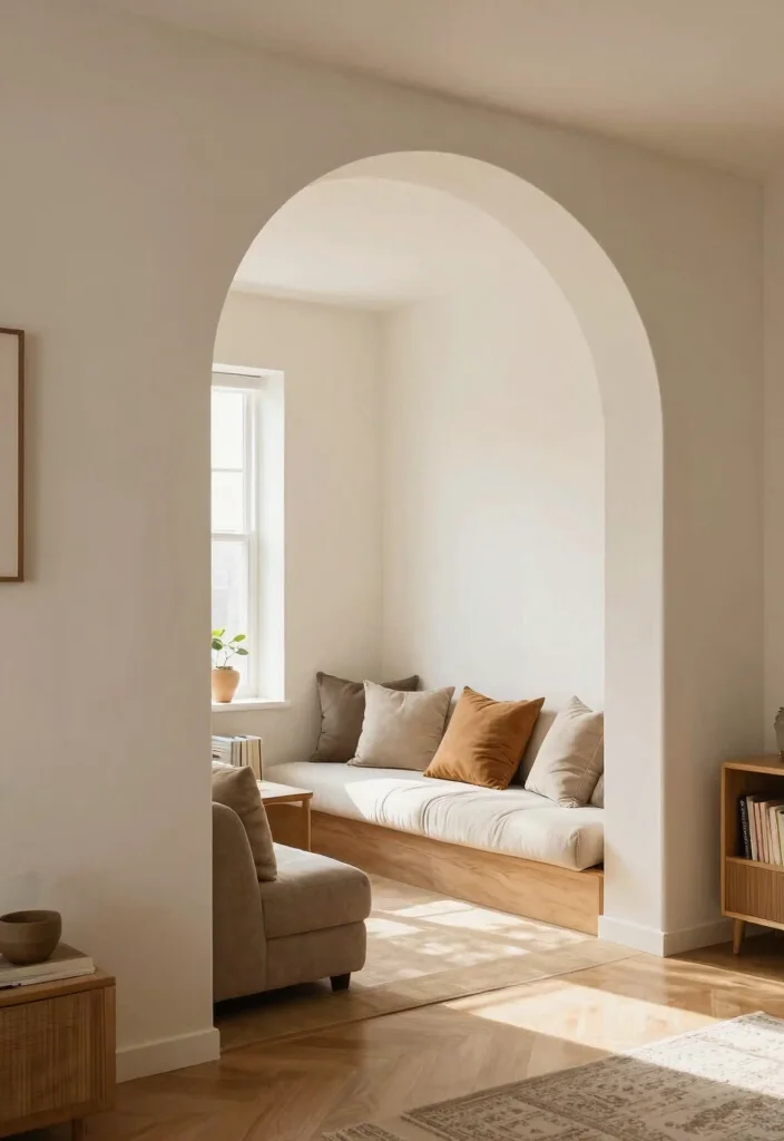 18 Arched Built Ins Living Room Ideas Architectural Beauty - 10. Arched Built-Ins as Room Dividers 1
