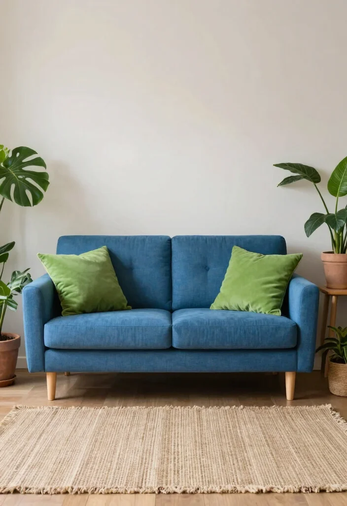 18 Blue Sofa Living Room Colour Schemes: Fresh Stylish Palettes - 12. Fresh Green Accents 1