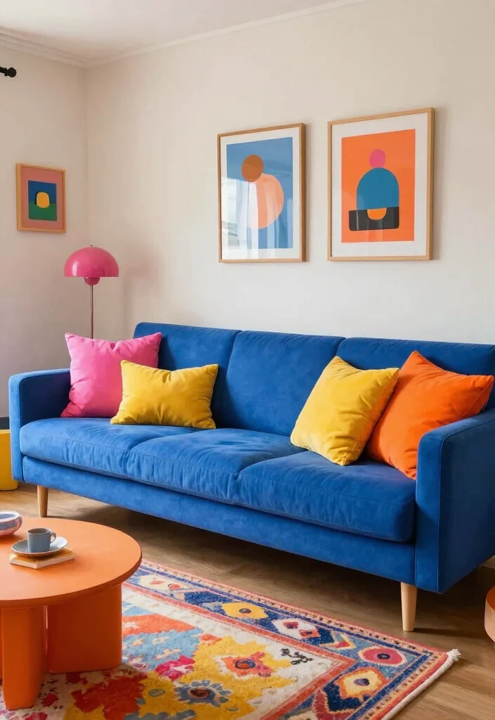 18 Blue Sofa Living Room Colour Schemes: Fresh Stylish Palettes - 18. Whimsical Youthful Vibe 1