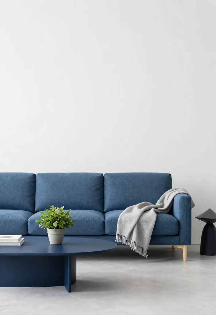 18 Blue Sofa Living Room Colour Schemes: Fresh Stylish Palettes - 7. Minimalist Blues 1
