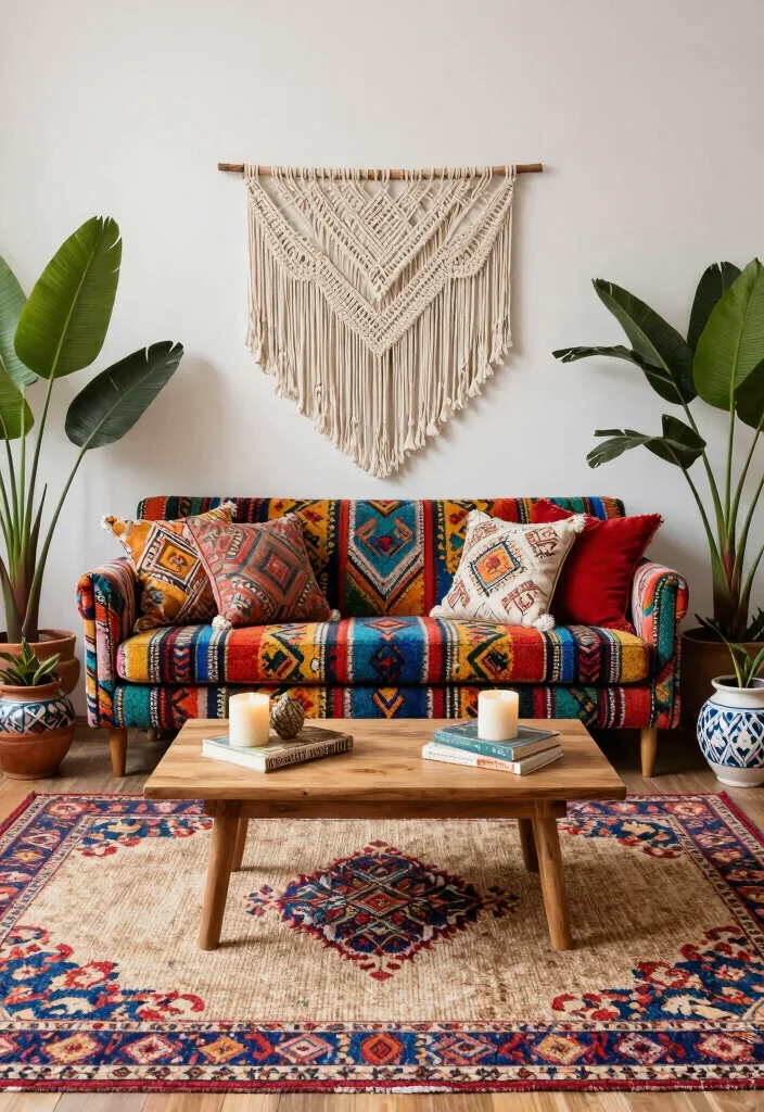 18 Boucle Sofa Living Room Ideas: Cozy Modern Trends - 2. Bohemian Charm 1
