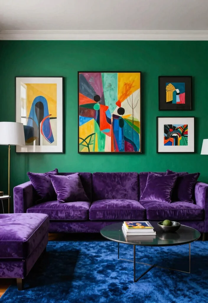 18 Emerald Green Accent Wall Living Room Ideas Rich Drama - 16. Accent with Jewel Tones 1