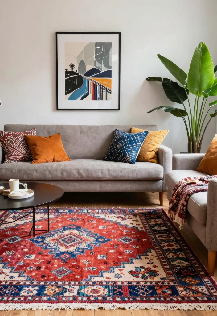 18 Layered Rugs Living Room Ideas for Cozy Vibes - 18. Final Touches: Accessories and Rugs 1