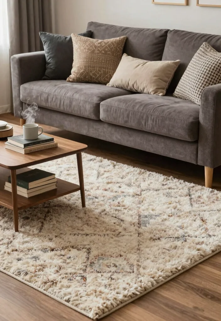 18 Layered Rugs Living Room Ideas for Cozy Vibes - 8. Soft Layers for a Snug Retreat 1