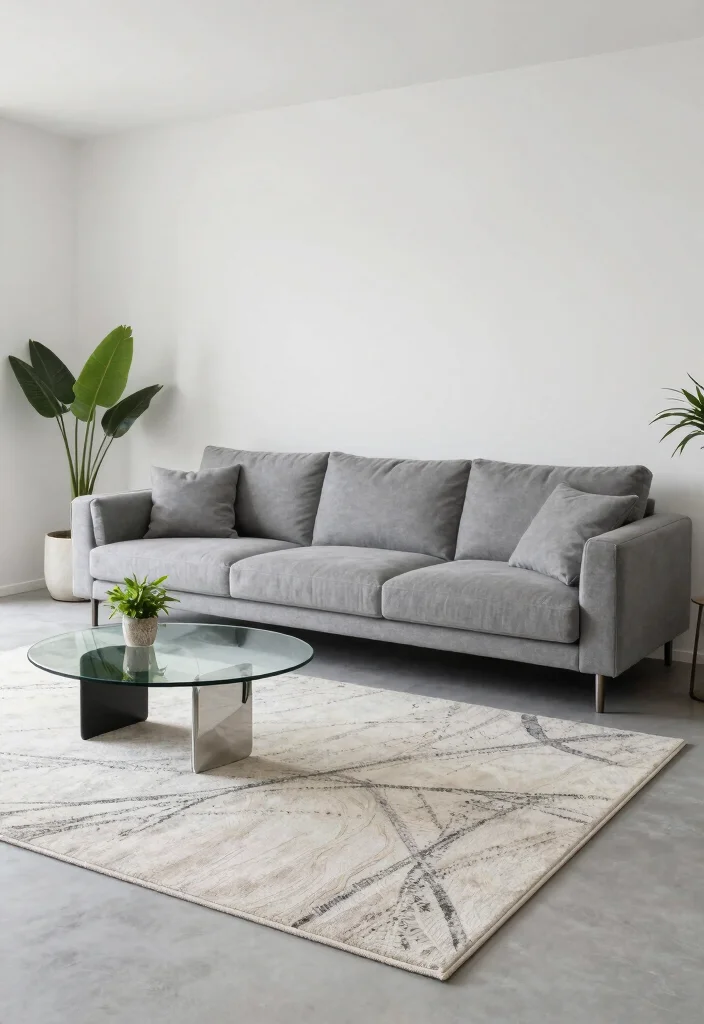18 Layered Rugs Living Room Ideas for Cozy Vibes - 9. Layering with Modern Minimalism 1