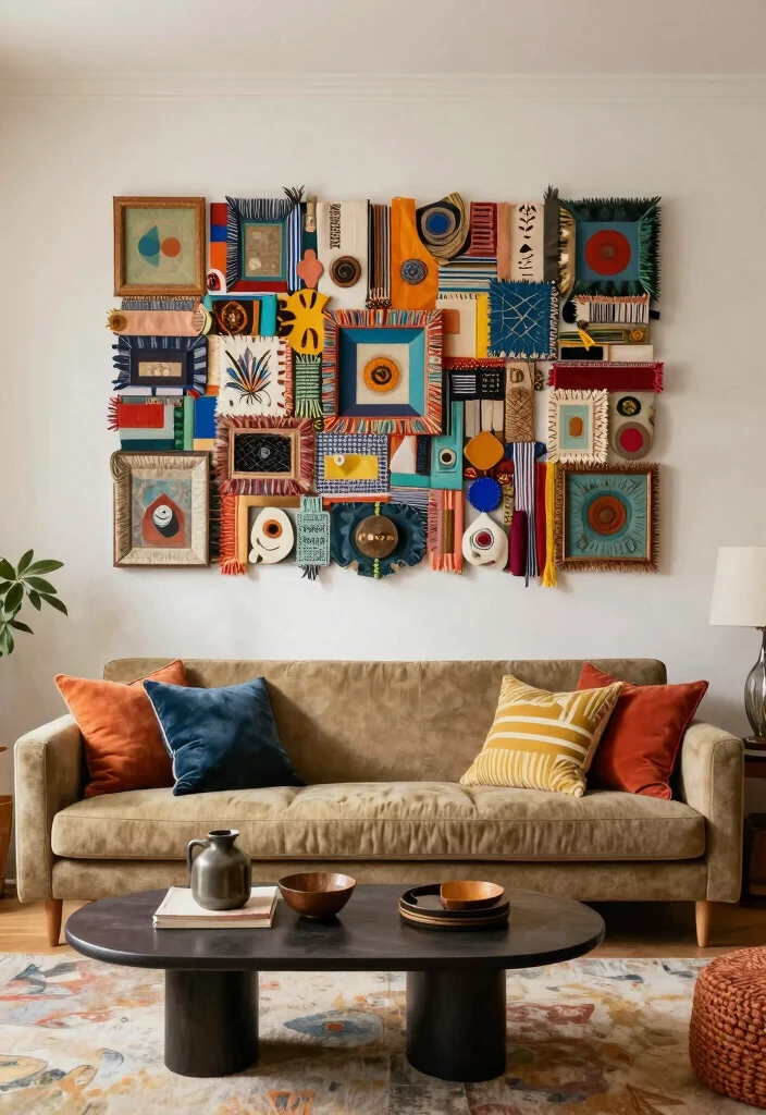 18 Living Room Feature Wall Ideas for Instant Visual Impact - 18. DIY Art Installations 1