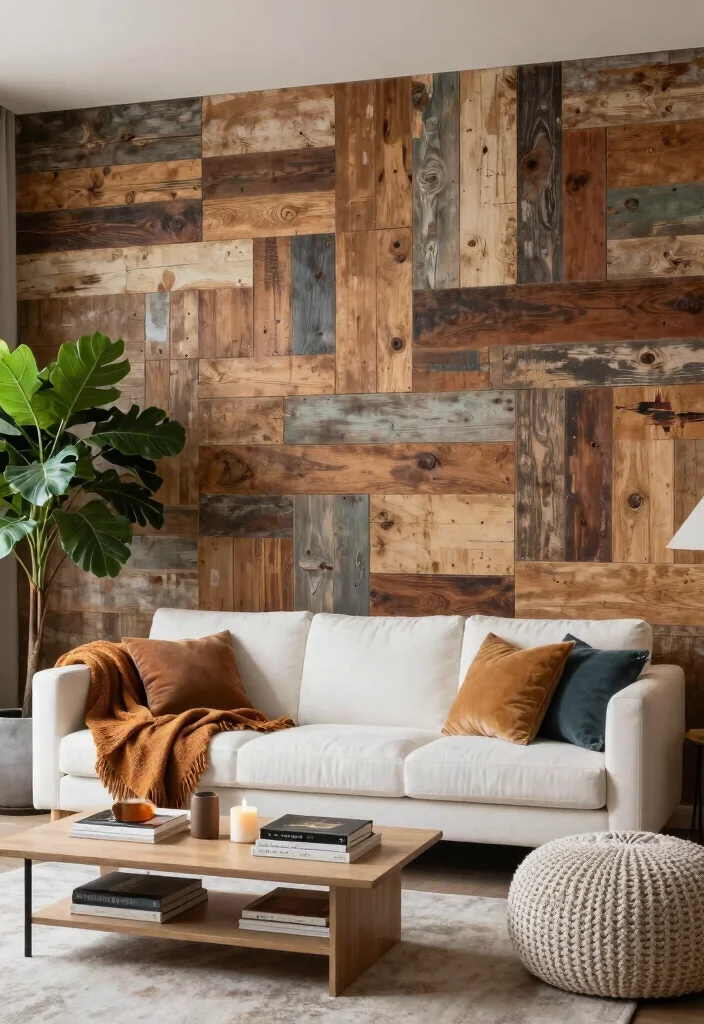 18 Living Room Feature Wall Ideas for Instant Visual Impact - 3. Textured Wood Panels 1