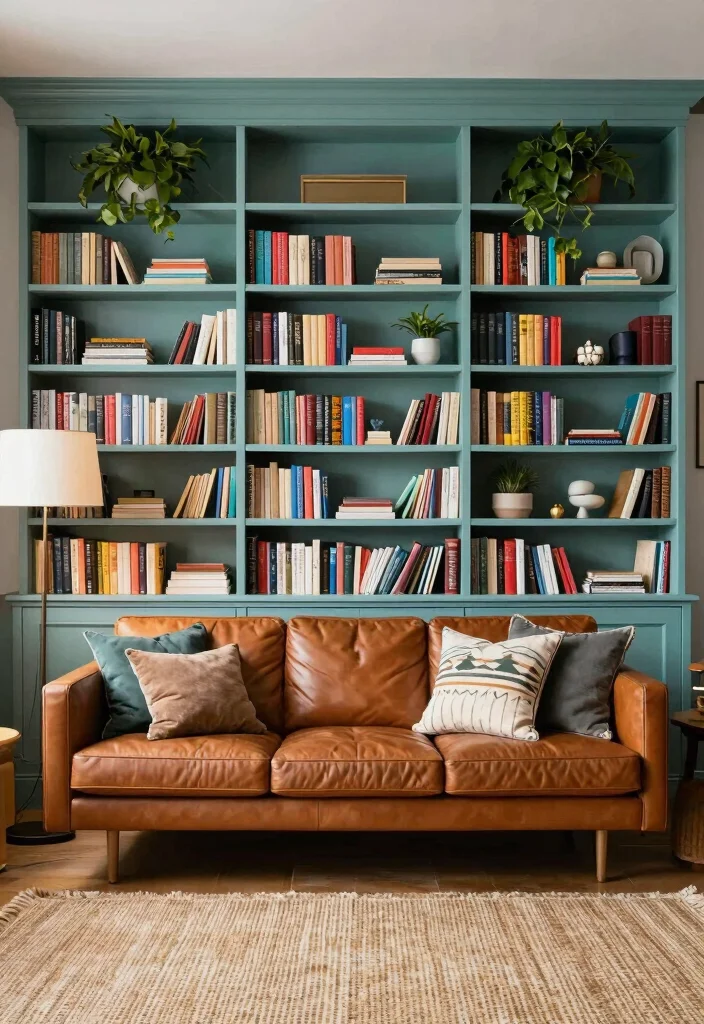 18 Living Room Feature Wall Ideas for Instant Visual Impact - 7. Bookshelf Feature Wall 1