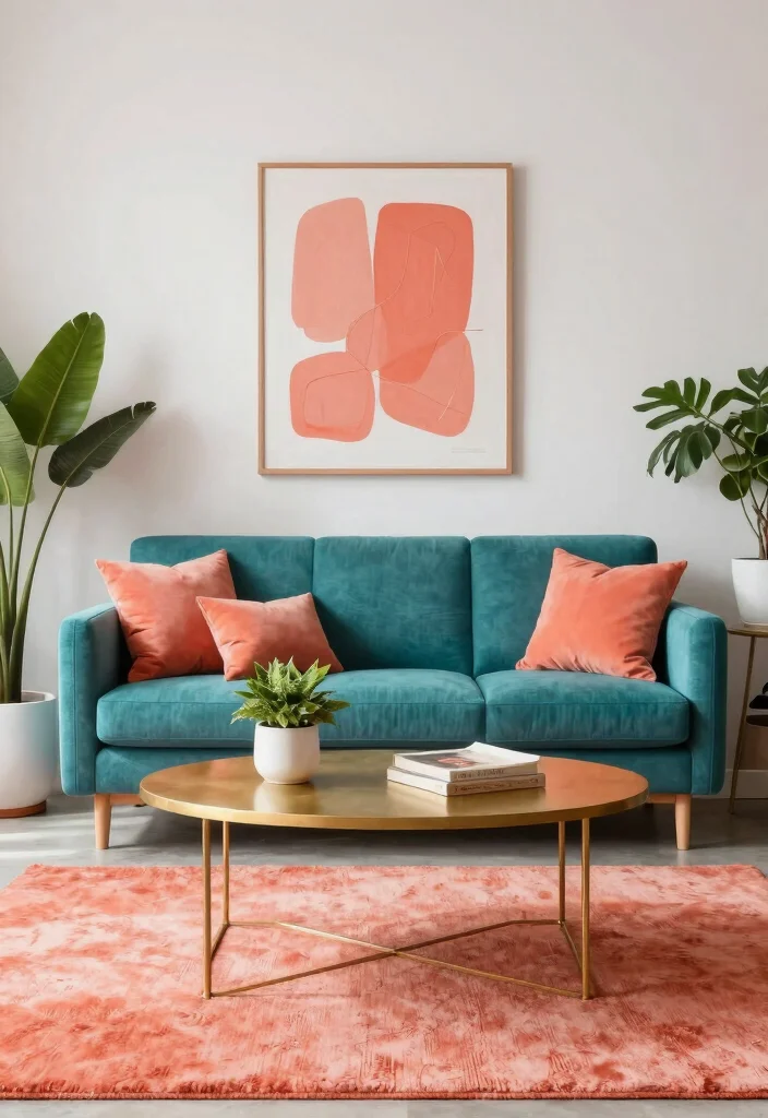 18 Teal Sofa Living Room Color Palettes Rich Luxe Vibes - 1. Teal and Coral: A Bold Statement 1