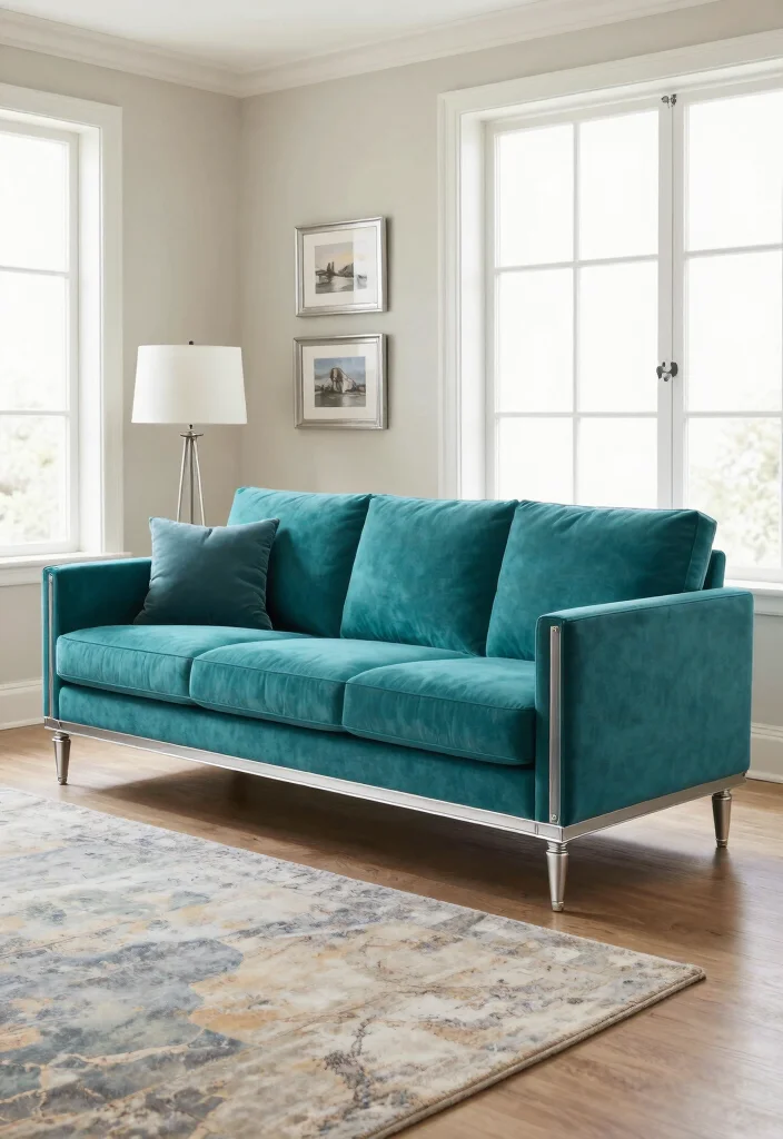 18 Teal Sofa Living Room Color Palettes Rich Luxe Vibes - 13. Teal and Silver: Sleek and Sophisticated 1