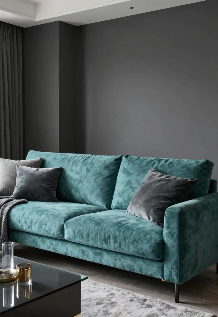 18 Teal Sofa Living Room Color Palettes Rich Luxe Vibes - 15. Teal and Charcoal: Modern and Chic 1
