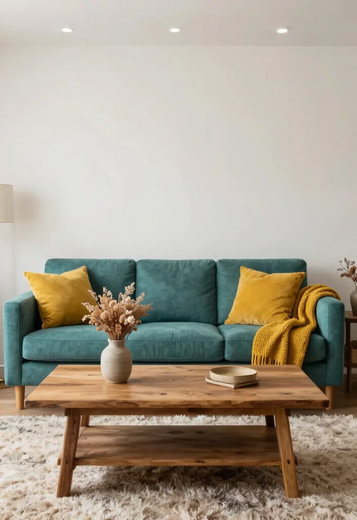 18 Teal Sofa Living Room Color Palettes Rich Luxe Vibes - 2. Teal and Mustard Yellow: Warm and Inviting 1