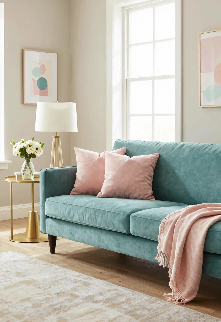 18 Teal Sofa Living Room Color Palettes Rich Luxe Vibes - 4. Teal and Blush Pink: Soft and Romantic 1