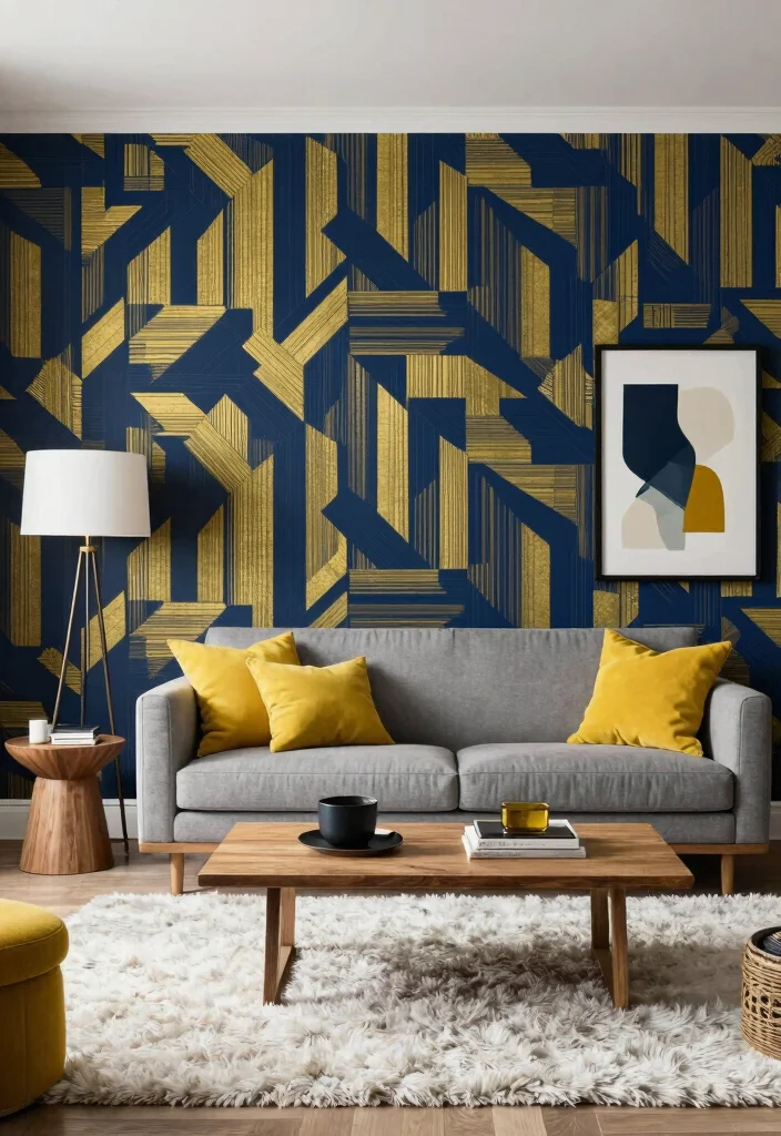 18 Wallpaper in Living Room Ideas Trend Forward Looks - 1. Bold Geometric Patterns 1
