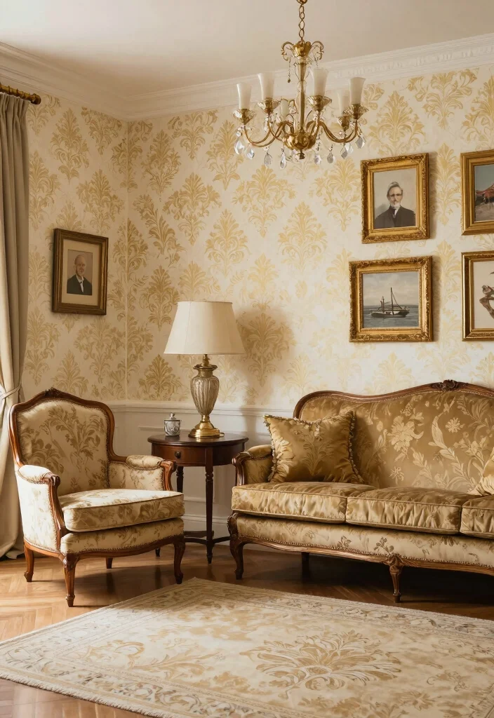 18 Wallpaper in Living Room Ideas Trend Forward Looks - 10. Classic Damask Designs 1