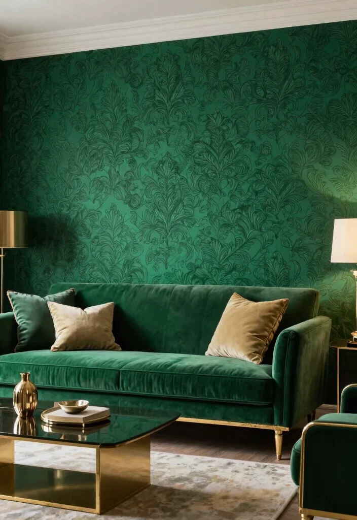 18 Wallpaper in Living Room Ideas Trend Forward Looks - 17. Rich Jewel Tones 1