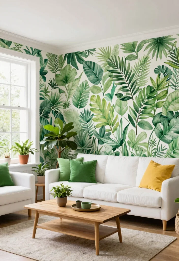 18 Wallpaper in Living Room Ideas Trend Forward Looks - 4. Eco-Friendly Botanical Designs 1