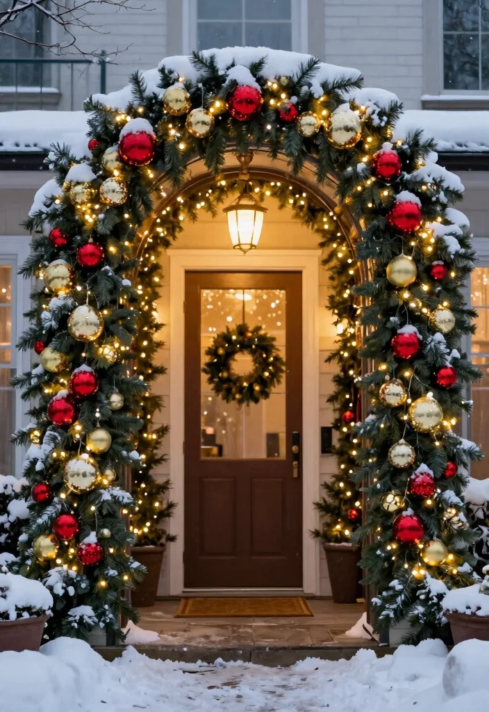 12 Christmas Archway Outdoor Ideas That Frame Your Front Door - 1. Evergreen Wonderland 1
