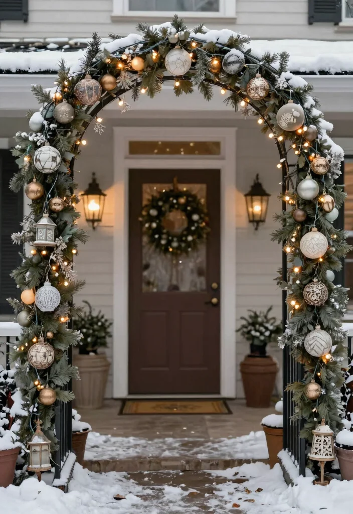 12 Christmas Archway Outdoor Ideas That Frame Your Front Door - 11. Vintage Christmas Touch 1