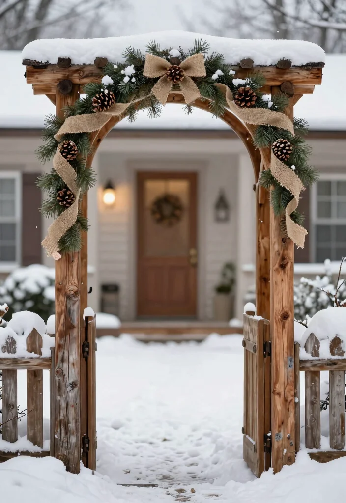 12 Christmas Archway Outdoor Ideas That Frame Your Front Door - 2. Rustic Charm 1