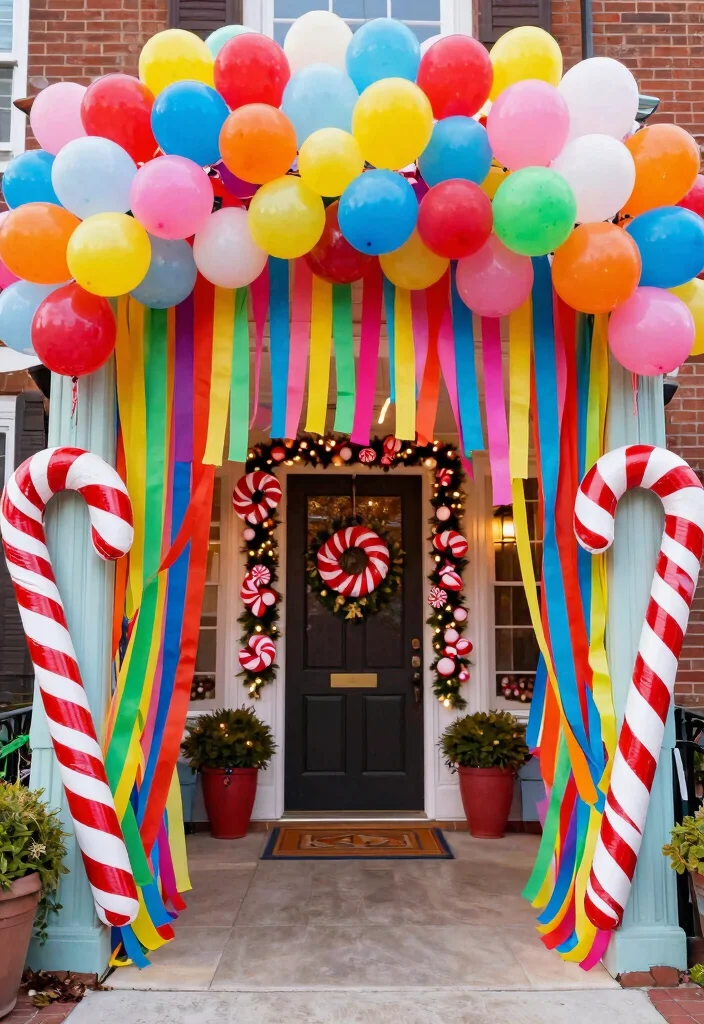 12 Christmas Archway Outdoor Ideas That Frame Your Front Door - 5. Whimsical Candy Land 1