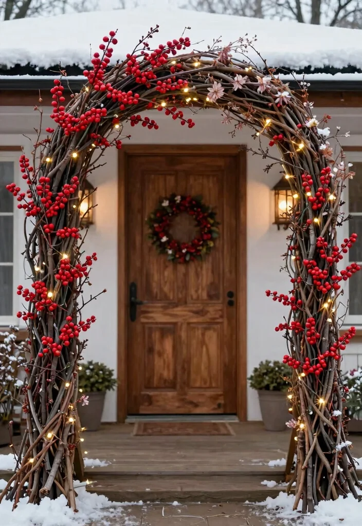 12 Christmas Archway Outdoor Ideas That Frame Your Front Door - 6. Natural Elements 1