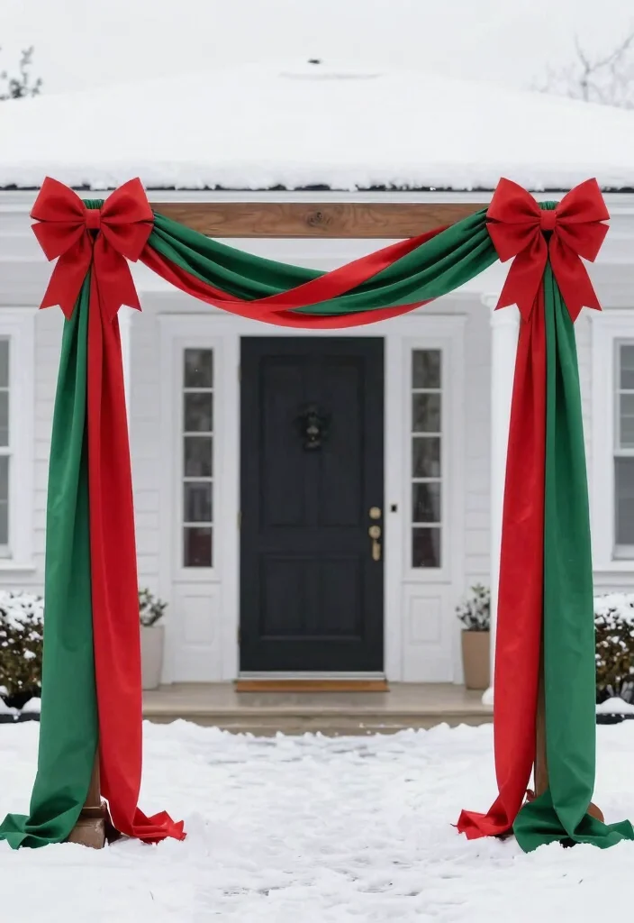 12 Christmas Archway Outdoor Ideas That Frame Your Front Door - 7. DIY Holiday Ribbons 1