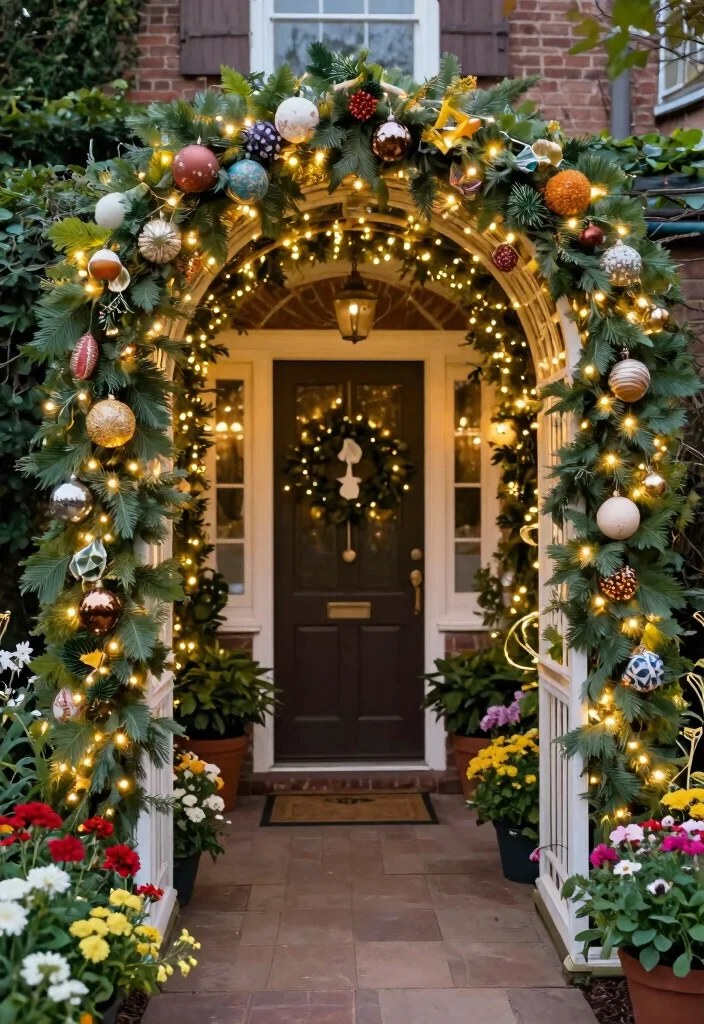 12 Christmas Archway Outdoor Ideas That Frame Your Front Door - 8. Festive Garden Arches 1