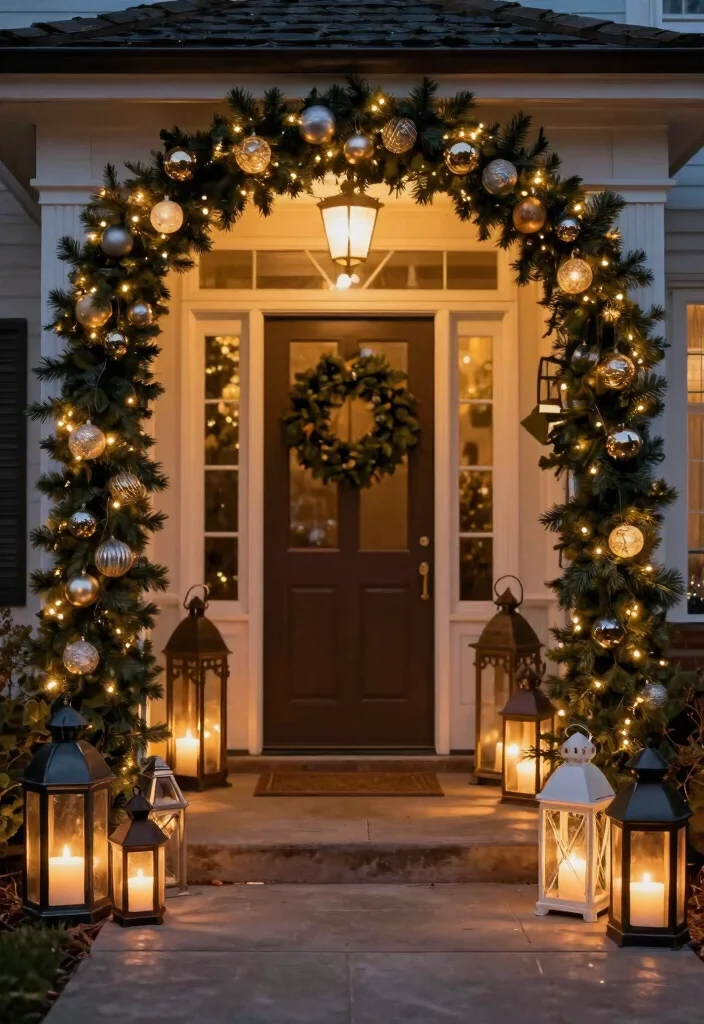 12 Christmas Archway Outdoor Ideas That Frame Your Front Door - 9. Seasonal Lanterns 1