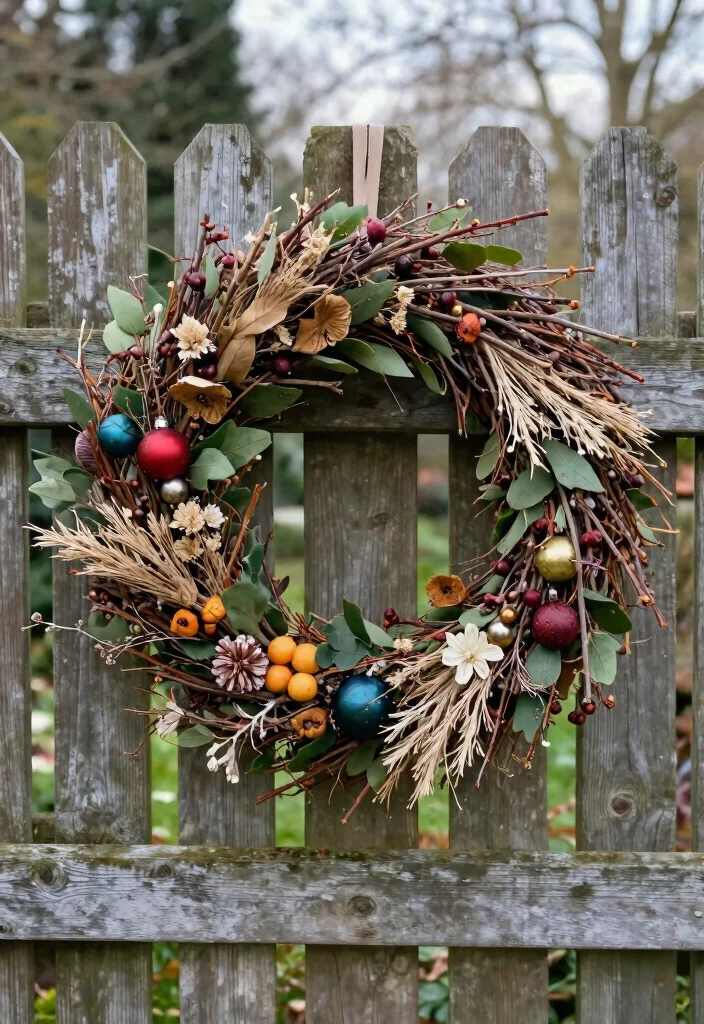 12 Christmas Fence Decor Ideas That Hang Without Drilling Holes - 7. Eco-Friendly Wreaths 1