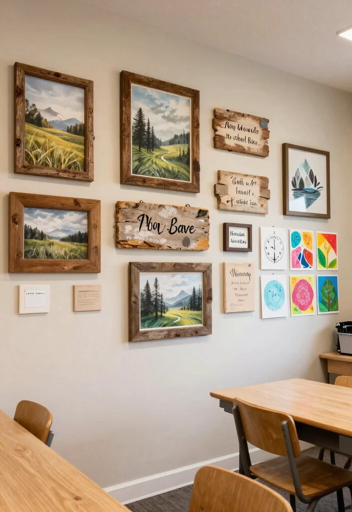 12 Farmhouse Classroom Decor Ideas on a Teacher Budget - 3. Rustic Wall Art 1