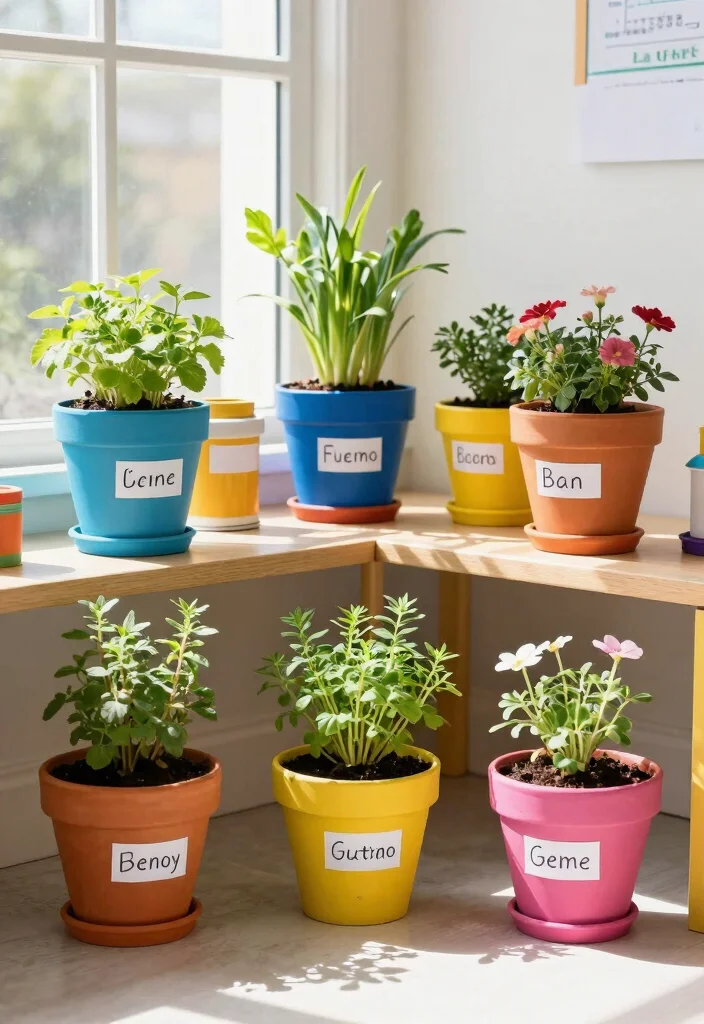 12 Farmhouse Classroom Decor Ideas on a Teacher Budget - 4. DIY Flower Pots 1