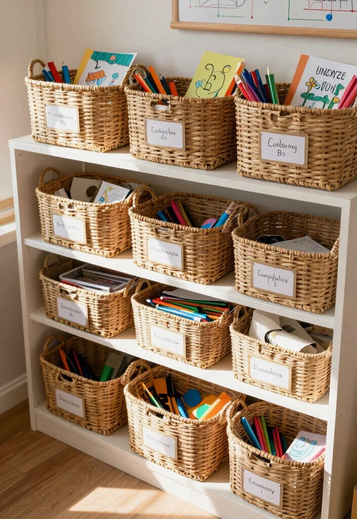 12 Farmhouse Classroom Decor Ideas on a Teacher Budget - 5. Woven Baskets for Organization 1