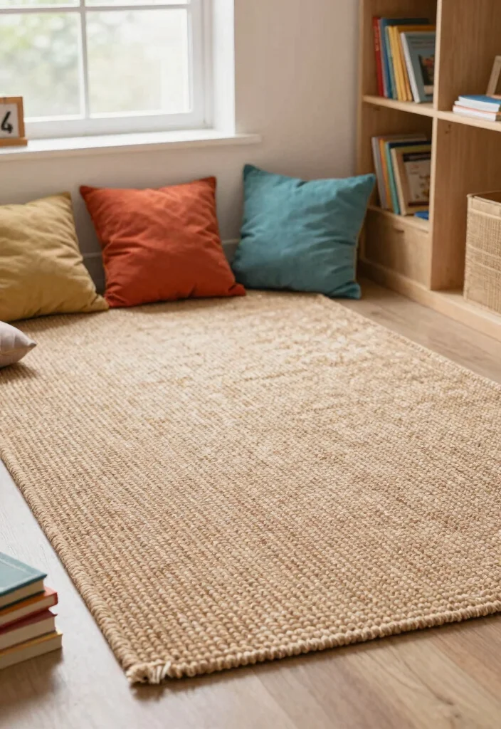 12 Farmhouse Classroom Decor Ideas on a Teacher Budget - 6. Natural Fiber Rugs 1