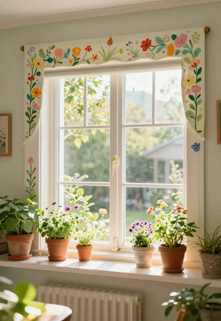 12 Farmhouse Window Trim Ideas That Work With Vinyl Windows - 11. Whimsical Garden-Themed Trim 1