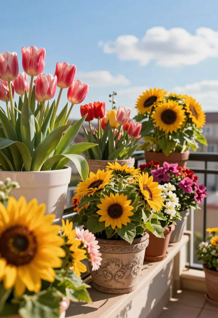 12 Flower Balcony Concepts for Renters Who Can't Drill - 12. Seasonal Flower Swaps 1